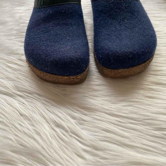 Haflinger GZL Leather Trim Grizzly Clogs 39 Navy - Picture 3 of 12